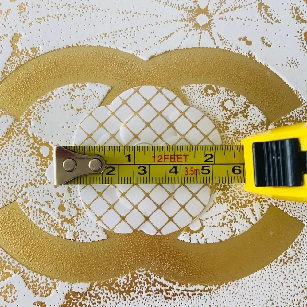 CHANEL Authentic White and Gold Camellia Holiday Gift Wrap Sticker